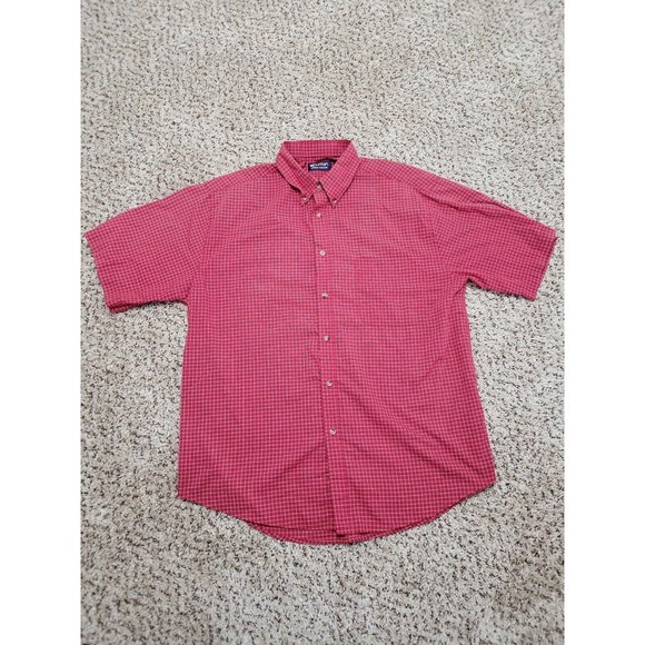 Puritan Button Down Mens Short Sleeve Red Checked Shirt 2XL - Picture 1 of 7